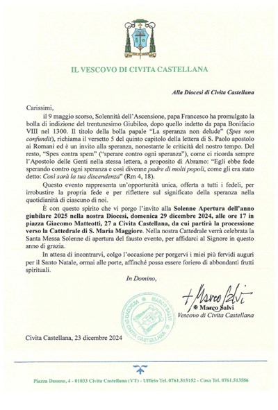 Apertura Giubileo 2025 in Diocesi di Civita Castellana